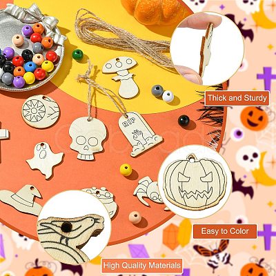 2 Sets 2 Styles DIY Wood Pendants WOOD-CJ0002-28-1