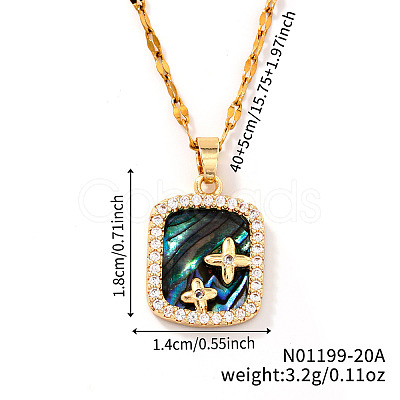 Simple Brass Clear Cubic Zirconia Square Star Pendant Necklaces WB2373-2-1