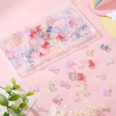 100Pcs 10 Colors Baking Paint Transparent Glass Beads DGLA-TA0001-42-1