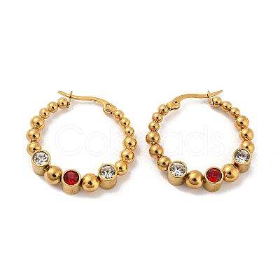 304 Stainless Steel Beaded Hoop Earrings EJEW-G368-05G-1