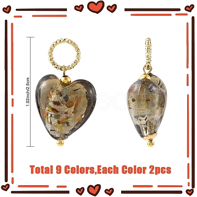 18Pcs 9 Styles Handmade Lampwork Pendants PALLOY-YW00179-1