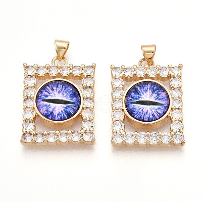 Brass Micro Pave Clear Cubic Zirconia Pendants for Women KK-T070-91A-09-1