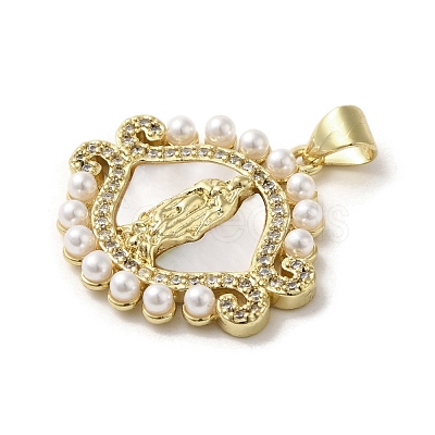 Brass Pave Shell Pendants KK-I708-16Q-G-1