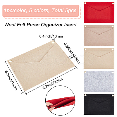 5Pcs 5 Style Wool Felt Purse Organizer Insert FIND-WR0005-81-1