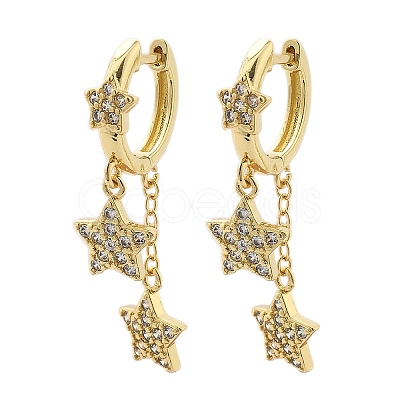 Brass Micro Pave Clear Cubic Zirconia Huggie Hoop Earrings EJEW-K083-43G-1