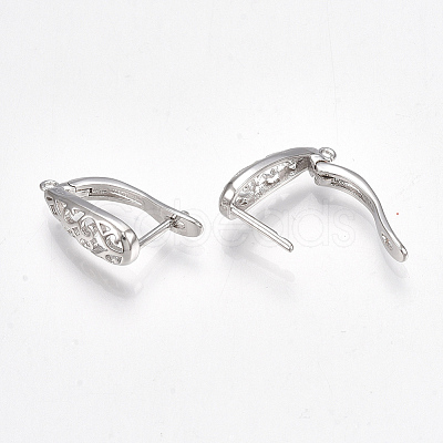 Brass Hoop Earring Findings with Latch Back Closure KK-S350-070P-1