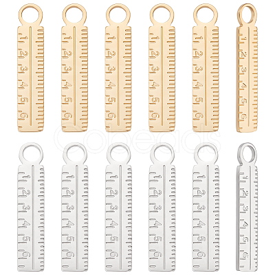 12Pcs 2 Colors 304 Stainless Steel Pendants FIND-UN0003-79-1