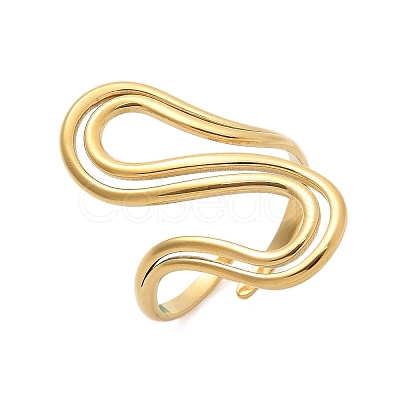 304 Stainless Steel S-shaped Open Cuff Rings for Women RJEW-Z077-01G-06-1