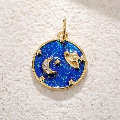 Brass Micro Pave Cubic Zirconia Moon Pendants PW-WG97A51-04-1