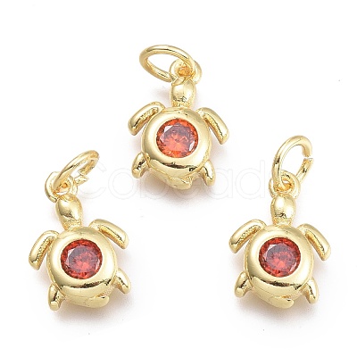 Brass Micro Pave Cubic Zirconia Pendants KK-P187-12-G-1