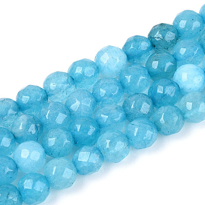 Dyed Natural White Jade Beads Strands G-T139-6mm-60-16-1