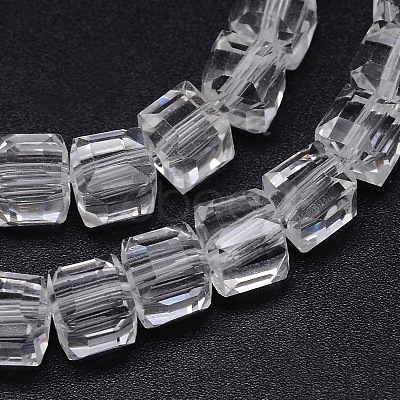 Faceted Cube Transparent Glass Beads Strands EGLA-E041-5mm-D01-1