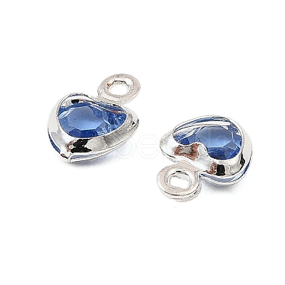Heart Brass Glass Charms KK-S385-01S-10-1