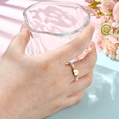 Natural Freshwater Pearl & 304 Stainless Steel Bead Finger Rings RJEW-FS00001-20-1