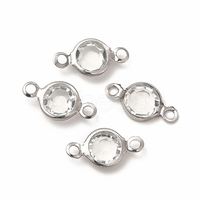 304 Stainless Steel with Glass Connector Charms STAS-G305-08P-03-1
