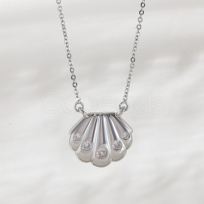 Ocean Summer Brass Pave Clear Cubic Zirconia Pendant Necklaces FS-WG82AA1-20-1