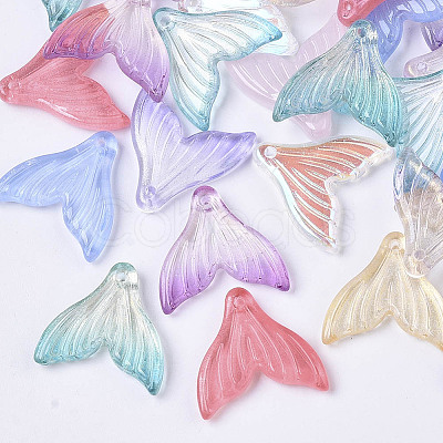 Transparent Spray Painted Glass Pendants GLAA-S190-009A-1