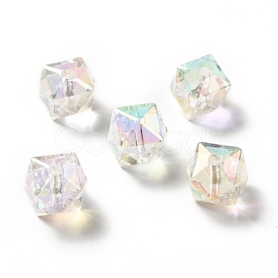 Two Tone UV Plating Rainbow Iridescent Acrylic Beads TACR-D010-02E-1