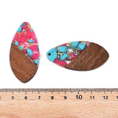 Transparent Resin and Walnut Wood Pendants RESI-T057-05K-1