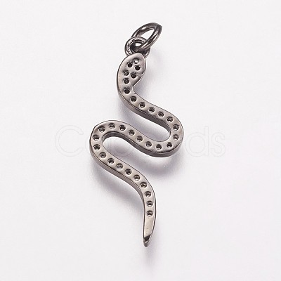 Brass Cubic Zirconia Pendants KK-P134-27B-1