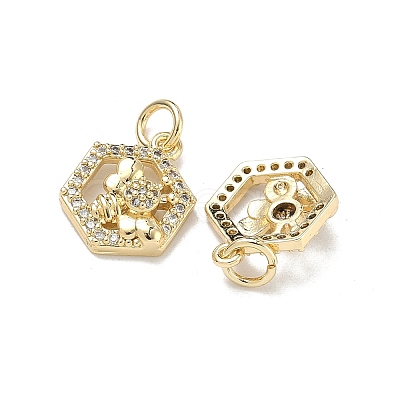 Brass Micro Pave Cubic Zirconia Pendants KK-D235-19G-04-1
