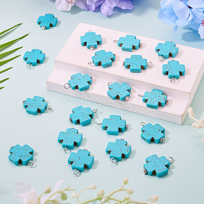 20Pcs Dyed Synthetic Turquoise Pendants PALLOY-TADJ00005-1