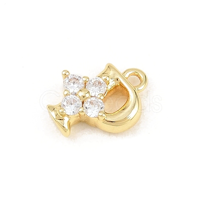 Brass Micro Pave Clear Cubic Zirconia Charms KK-Z151-18G-P-1