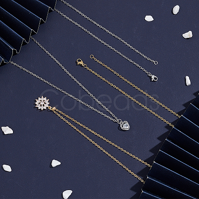 12Pcs 2 Colors 304 Stainless Steel Cable Chain Necklace STAS-UN0029-43-1