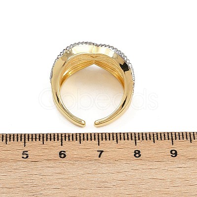 Brass Micro Pave Cubic Zirconia Cuff Rings RJEW-D326-04G-1