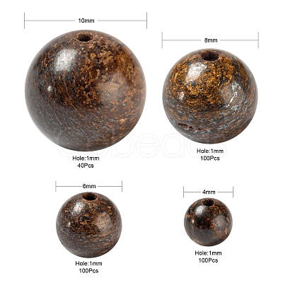 340Pcs 4 Style Natural Bronzite Beads G-LS0001-47-1