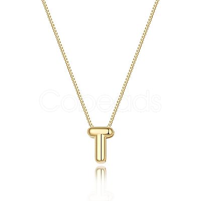 Brass Initial Pendant Box Chain Necklaces for Women FS-WG5C822-20-1