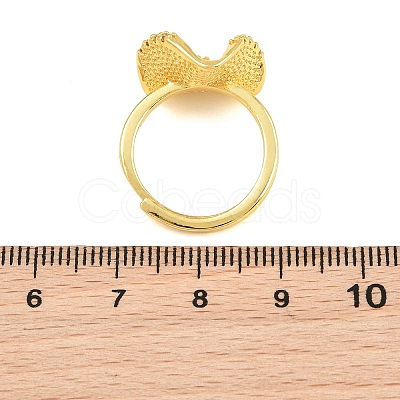 Flower Brass Micro Pave Cubic Zirconia & Enamel Cuff Ring Settings KK-CBAC351-06G-01-1