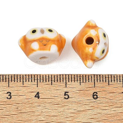 Cute Hand Painted Mini Owl Porcelain Beads LS-PORC-F014-01D-1