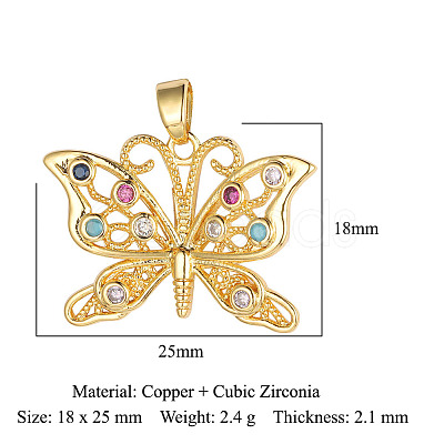 Brass Micro Pave Colorful Cubic Zirconia Pendants ZIRC-OY011-01G-1