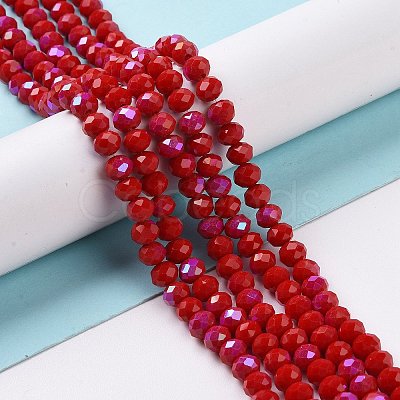 Electroplate Opaque Solid Color Glass Beads Strands EGLA-A034-P4mm-L04-1