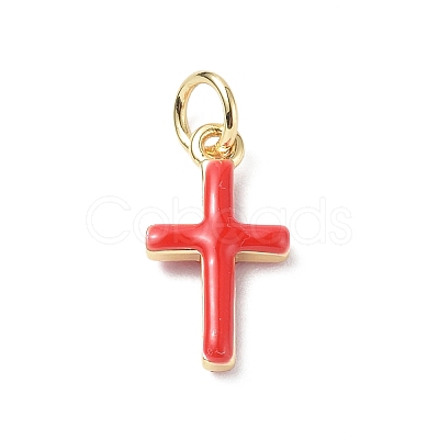 Real 18K Gold Plated Eco-Friendly Rack Plating Brass Enamel Pendants KK-F845-40G-02-1