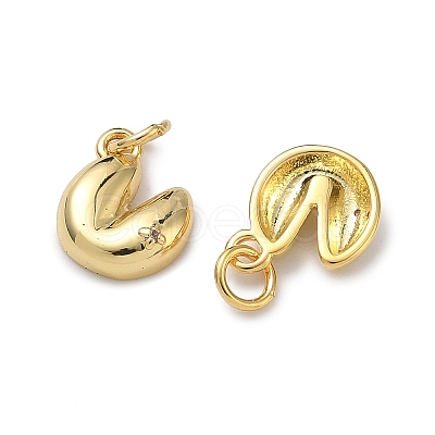 Brass Pave Clear Cubic Zirconia Heart Fortune Cookie Charms KK-H256-17G-1