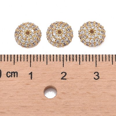 Apetalous Half Round/Dome Brass Micro Pave Cubic Zirconia Bead Caps X-ZIRC-D062-G-1