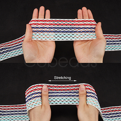 5M Rainbow Color Flat Polyester Wave Elastic Cord OCOR-GF0003-85C-1