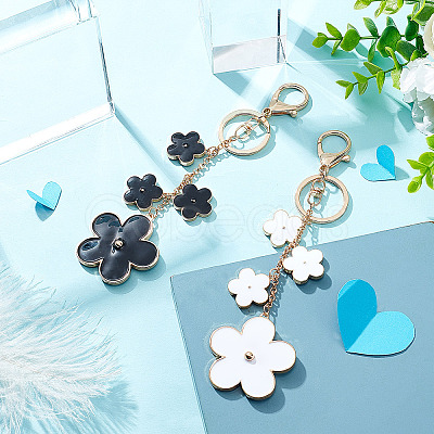 WADORN 2Pcs 2 Colos Alloy Enamel Keychain KEYC-WR0001-16-1