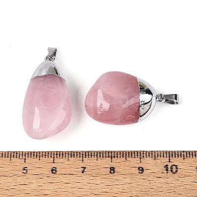 Natural Rose Quartz Pendants G-N360-05P-02-1