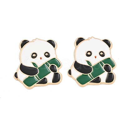 Panda with Bamboo Alloy Enamel Cabochons AL-CBA1A6F-06KCG-C-1