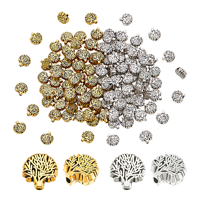 120Pcs 2 Colors Tibetan Style Zinc Alloy Beads FIND-PH0021-42-1
