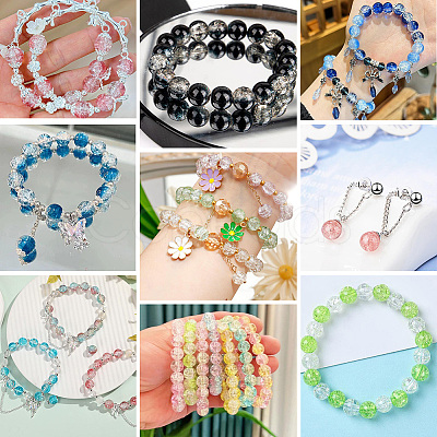 450Pcs 4 Styles Spray Painted Crackle Glass Beads CCG-PA0001-09C-1