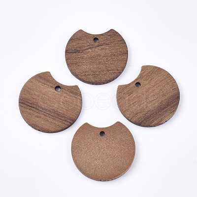 Undyed Walnut Wood Pendants WOOD-T023-04-1