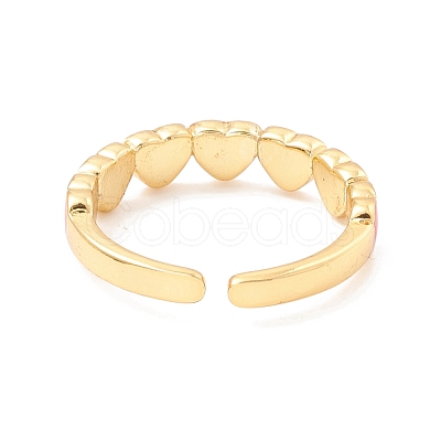 Heart Enamel Cuff Ring RJEW-C021-02G-1