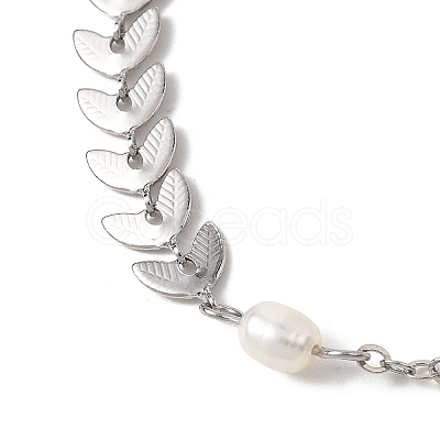 Natural Cultured Freshwater Pearl Beads Link Bracelets BJEW-JB12857-02-1