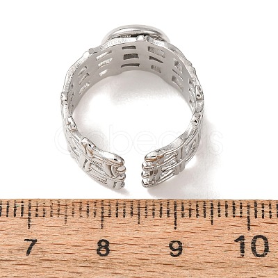 Woven Bezel 304 Stainless Steel Cuff Ring Components SA-CBAD8FA-01P-01-1