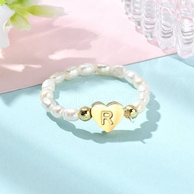 Natural Freshwater Pearl & 304 Stainless Steel Bead Finger Rings RJEW-FS00001-18-1