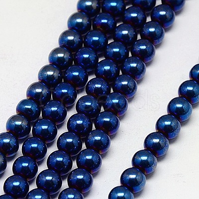 Electroplate Non-magnetic Synthetic Hematite Beads Strands G-J169A-8mm-03-1